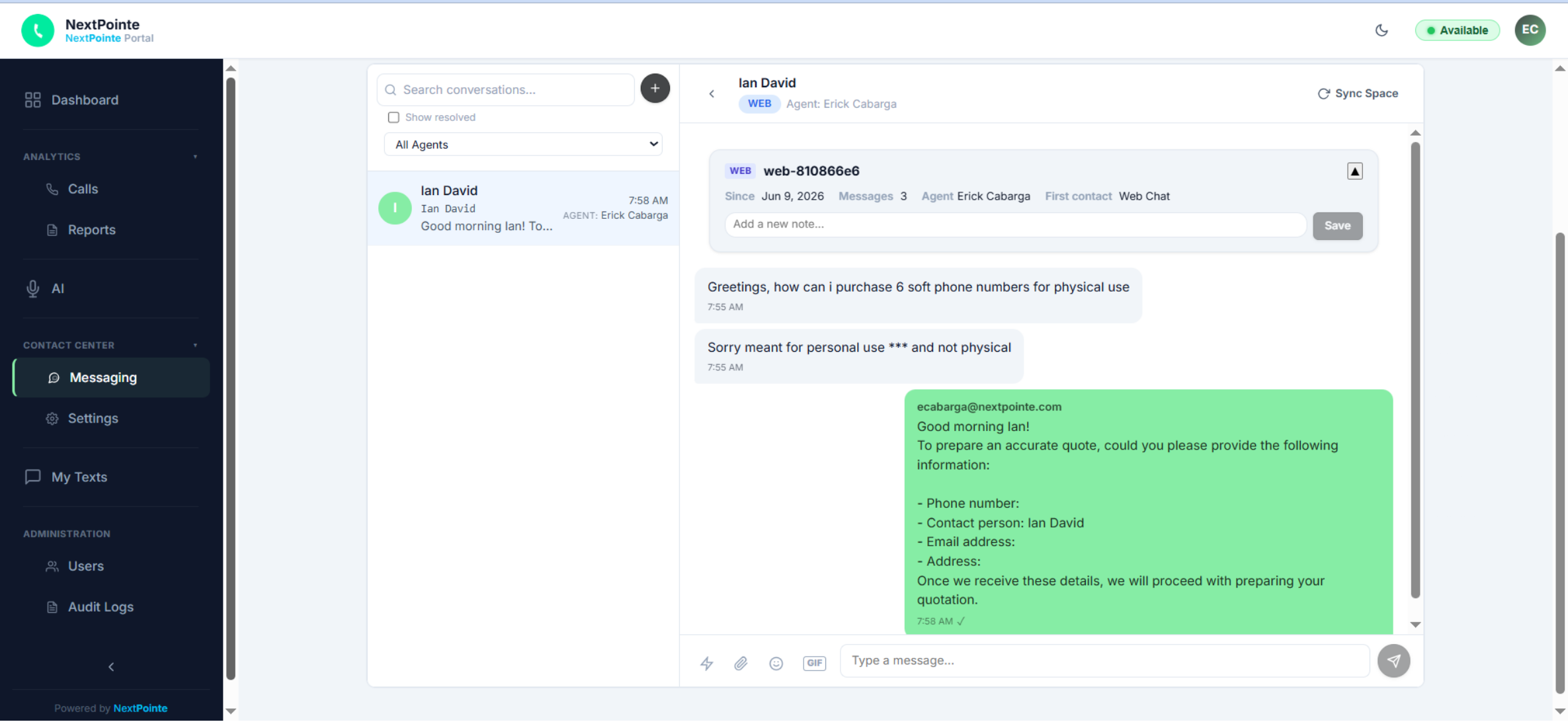 Messaging Hub Inbox