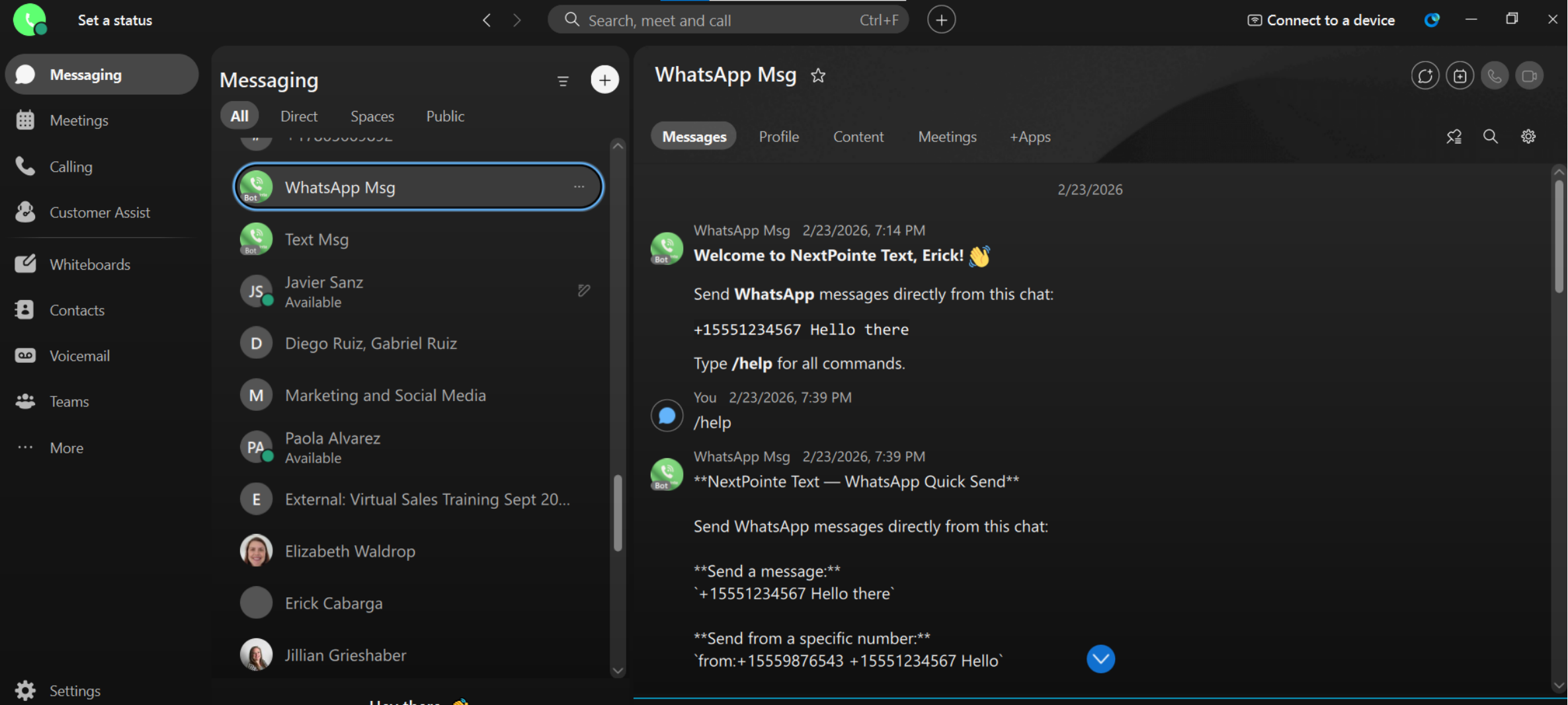 Webex WhatsApp Card